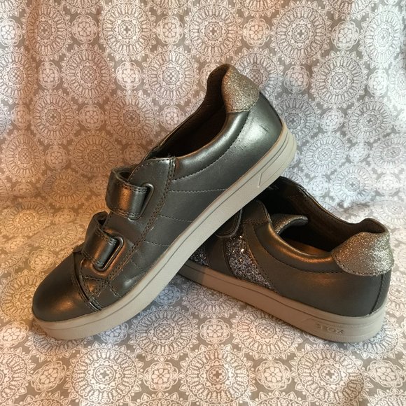 GEOX Respira  Leather Velcro Comfort Sneaker In Gunmetal Gray Size 5.5 - Picture 4 of 8